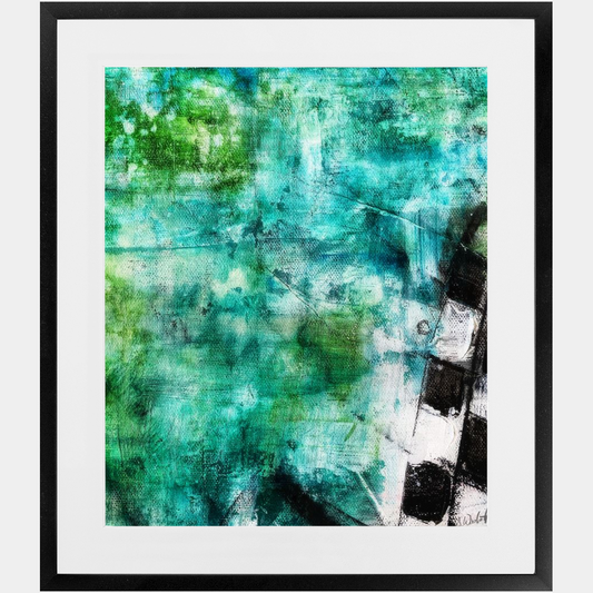 "STAINED GREEN FINISH" BLACK FRAMED WALL ART