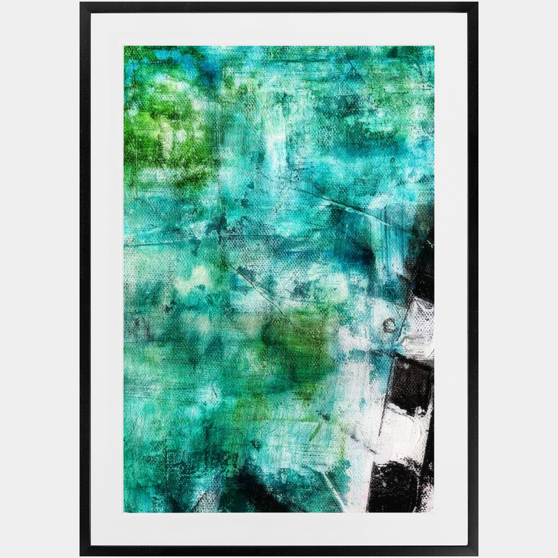 "STAINED GREEN FINISH" BLACK FRAMED WALL ART